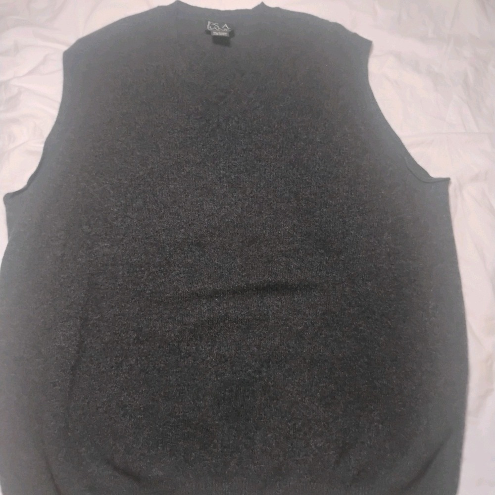 Jos A Bank Men's Dark Gray 100% Cashmere V-Neck Sweater Vest Sz L Chest‎ READ